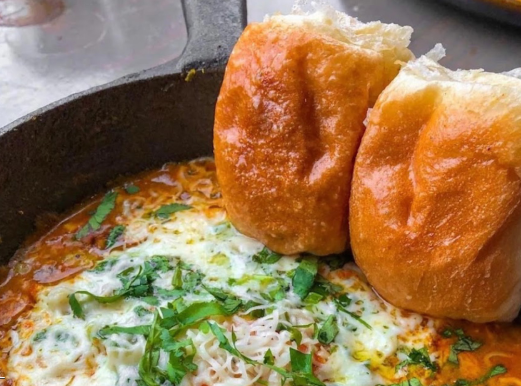 Kanak India brunch shakshuka served with toasted pav